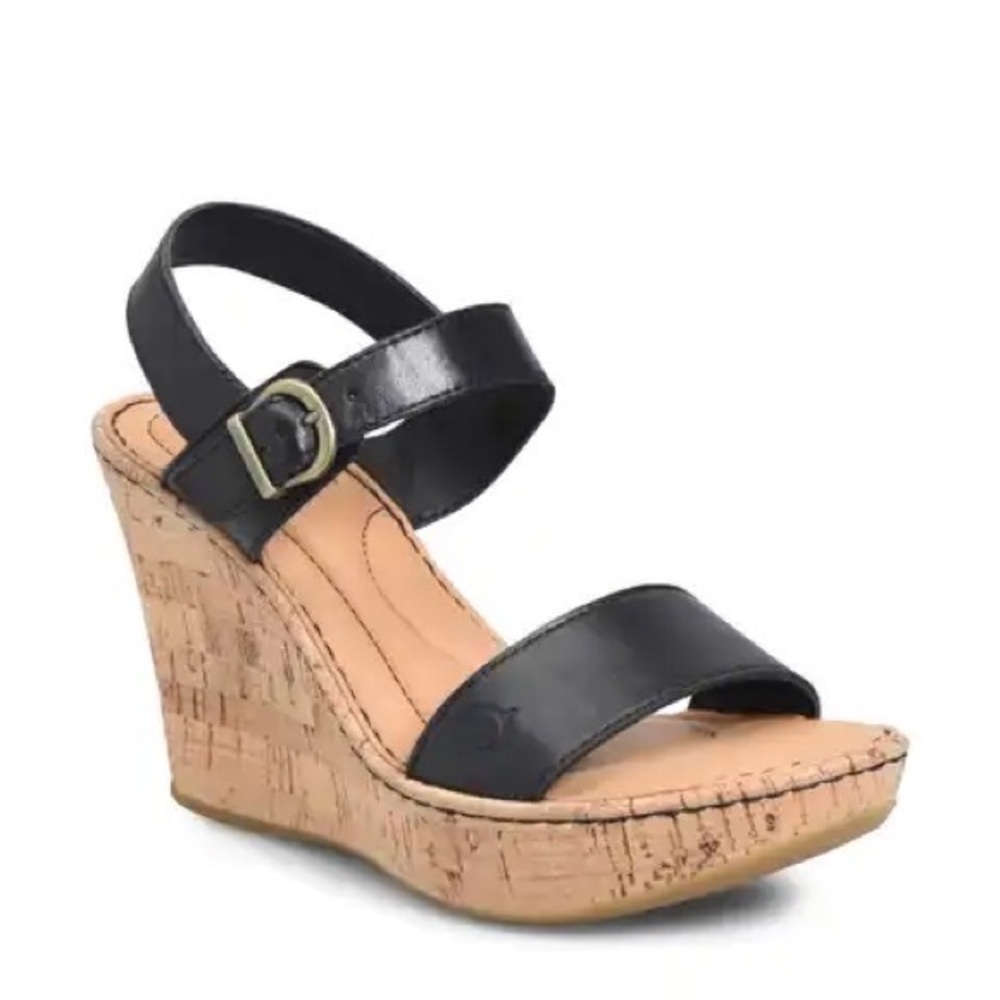 Born Lenore platform wedge sandal black size: 8